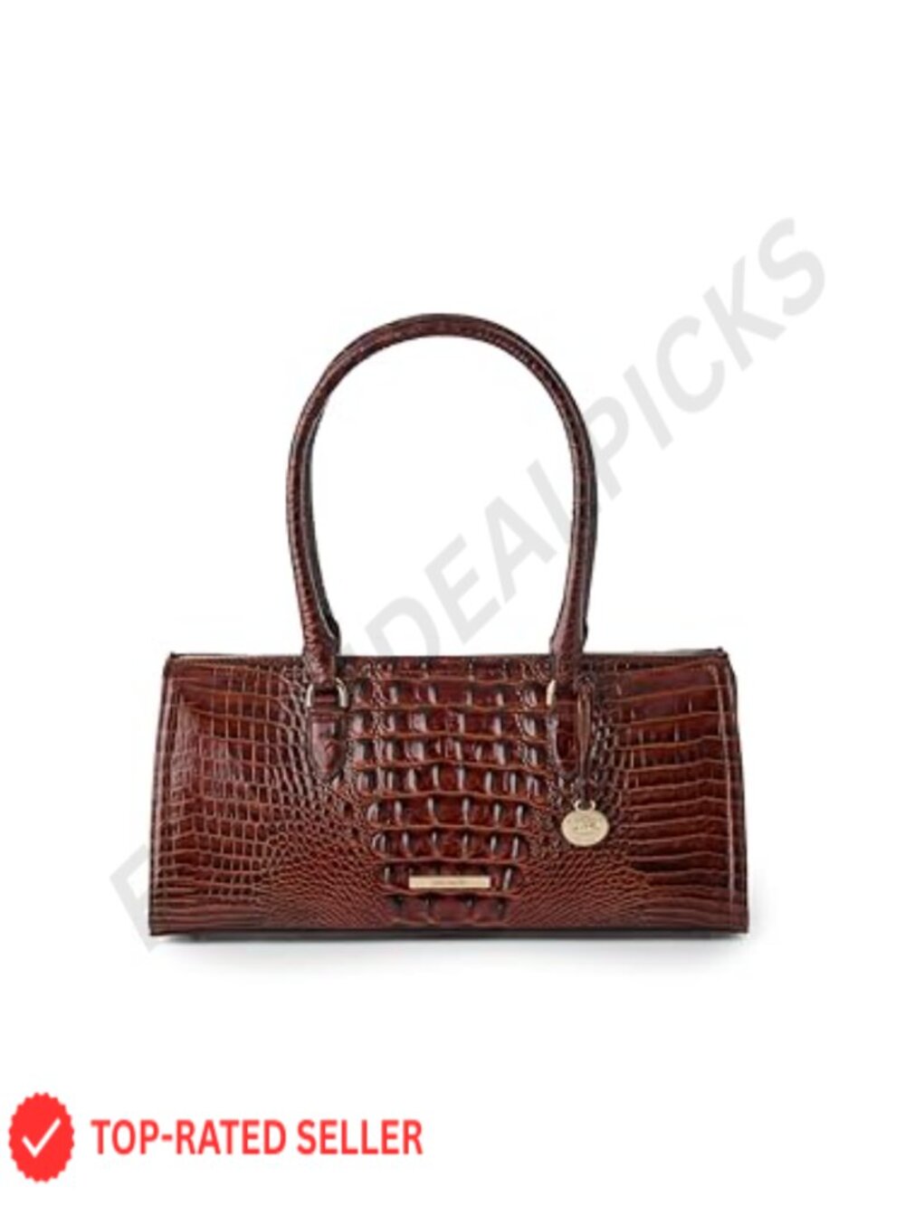 Leather Satchel Handbag Zip Top Back Pocket Rolled Handles